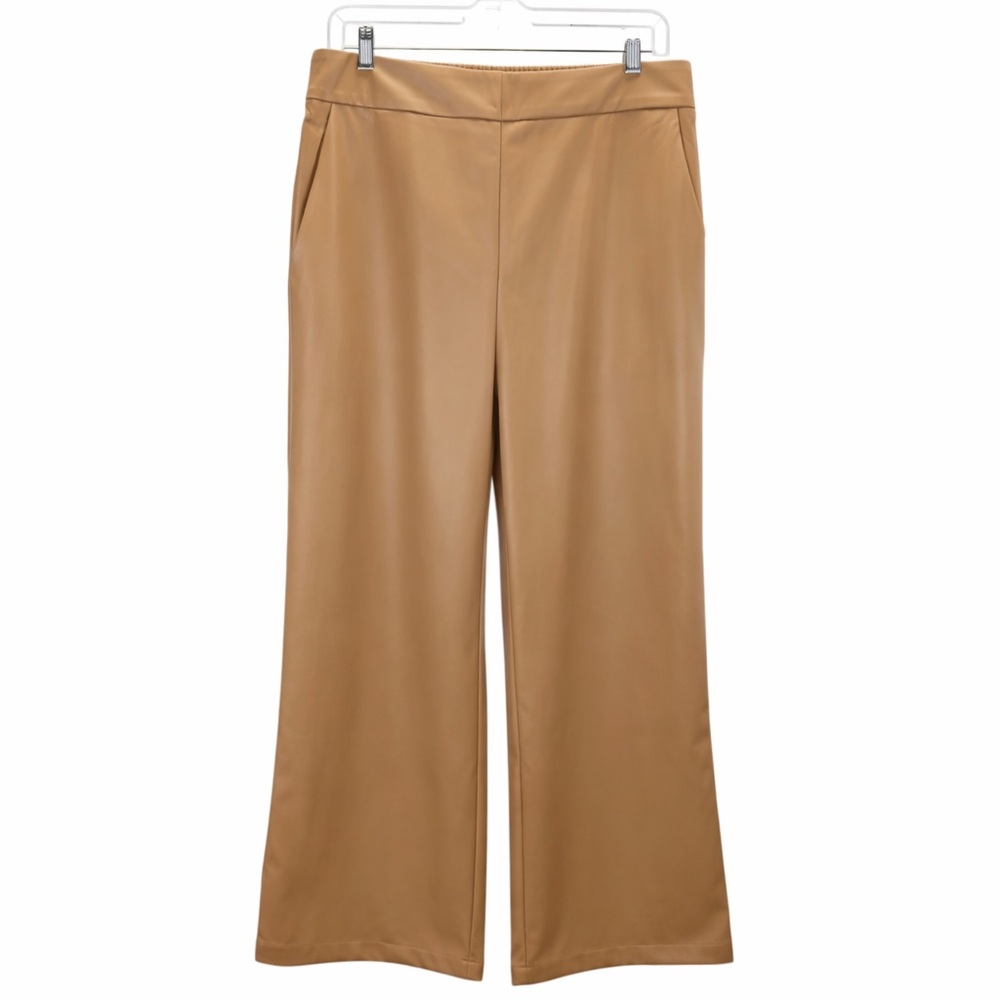 Cotton Bleu Faux Leather Wide Leg Pants XL Camel Pull On NWT